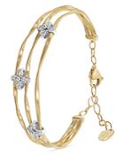 Marco Bicego 18k White & Yellow Gold Marrakech Onde Diamond Flower Triple Row Bangle Bracelet