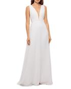 Aqua Pleated Chiffon V-neck Dress - 100% Exclusive
