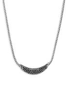John Hardy Sterling Silver Classic Chain Black Sapphire & Black Spinel Curved Bar Necklace, 16-18