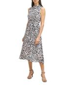 Karl Lagerfeld Paris Leopard Mock Neck Midi Dress