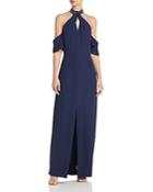Laundry By Shelli Segal Cold-shoulder Crepe Gown