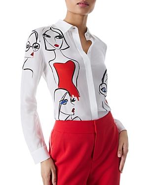 Alice And Olivia Willa Illustration Print Shirt