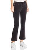 Ag Jodi Lace-up Cropped Flare Velvet Jeans In Rich Mercury