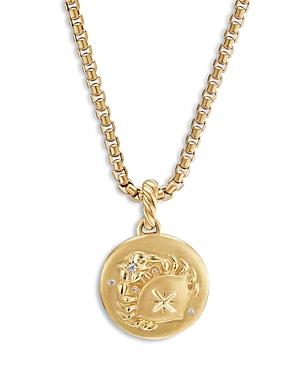 David Yurman 18k Yellow Gold Diamond Zodiac Cancer Amulet Pendant