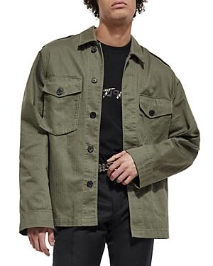 The Kooples Herringbone Leopard Lined Utility Shirt Jacket