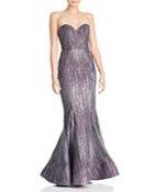 Bariano Flower Bomb Strapless Glitter Gown