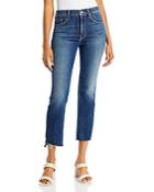 Mother The Insider Step Crop Fray Jeans In Girl Crush