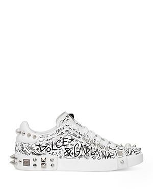 Dolce & Gabbana Men's Graffiti Print Studded Lace Up Sneakers