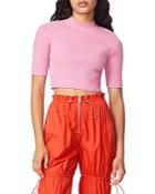 Herve By Herve Leger Short Sleeve Crop Top