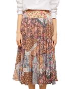 Gerard Darel Lila Patchwork Midi Skirt