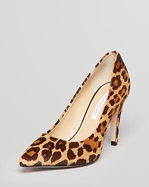 Diane Von Furstenberg Pointed Toe Pumps - Anette Leopard High Heel