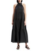 Theory Halter Tiered Maxi Dress