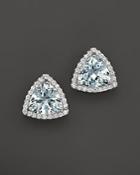 Aquamarine And Diamond Stud Earrings In 14k White Gold