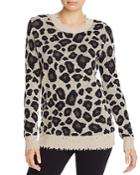 Aqua Cashmere Distressed Leopard Jacquard Cashmere Sweater - 100% Exclusive