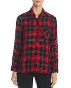 Beachlunchlounge Floral Embroidered Plaid Shirt - 100% Exclusive