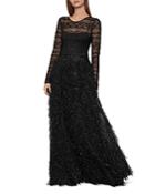 Bcbgmaxazria Embellished Organza & Lace Gown