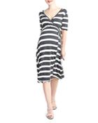 Nom Maternity Maya Striped During & After Wrap Dress