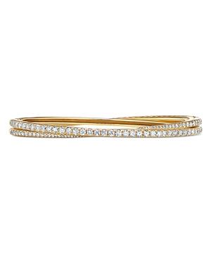 David Yurman 18k Yellow Gold Diamond Pave Crossover Bangle Bracelet
