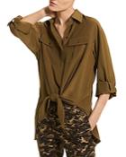Michael Kors Organic Silk Tie Front Cargo Shirt