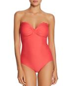 Kate Spade New York Scalloped Bow Bandeau One Piece Swimsuit