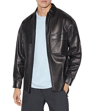 Frame Zip Front Leather Jacket