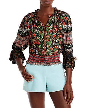 Alice And Olivia Kora Smocked Top