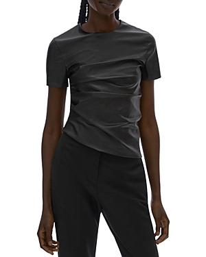 Helmut Lang Faux Leather Twist Short Sleeve Tee