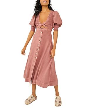 Free People String Of Hearts Front Cutout Smocked Dress