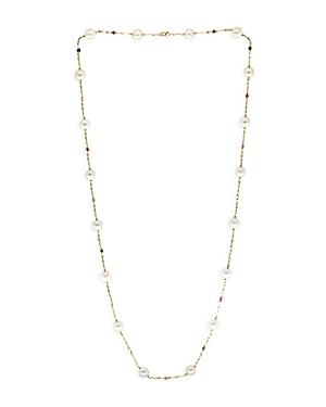 Bloomingdale's Freshwater Pearl & Multi Sapphire Statement Necklace In 14k Yellow Gold, 28 - 100% Exclusive