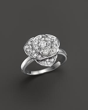Diamond Flower Statement Ring In 14k White Gold, .30 Ct. T.w.