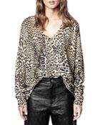 Zadig & Voltaire Rosy Leopard Print Cashmere Sweater