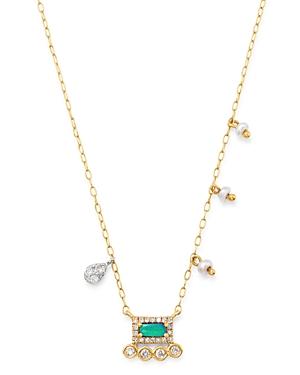 Meira T 14k Yellow Gold Freshwater Seed Pearl, Diamond & Opal Square Pendant Necklace, 18