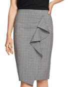 1.state Ruffled Glen Plaid Pencil Skirt
