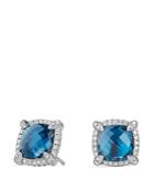 David Yurman Chatelaine Pave Bezel Stud Earrings With Hampton Blue Topaz And Diamonds