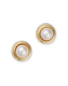 Bloomingdale's Freshwater Pearl Polished Frame Stud Earrings In 14k Yellow Gold - 100% Exclusive