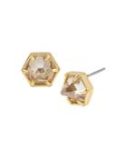 Allsaints Gold-tone Crystal Hexagon Stud Earrings