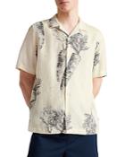 Ted Baker Lenon Linen Carrot Print Button Down Camp Shirt