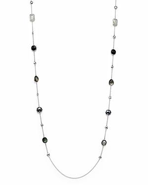 Ippolita Sterling Silver Rock Candy Medium Stone With Beads Station Necklace In Black Tie, 42