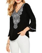 Nic+zoe Summer Escape Embroidered Knit Top