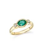 Emerald Marquise And Diamond Bezel Ring In 14k Yellow Gold - 100% Exclusive