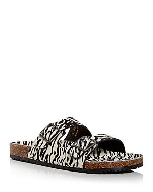 Saint Laurent Men's Zebra Print Calf Hair Slide Sandals