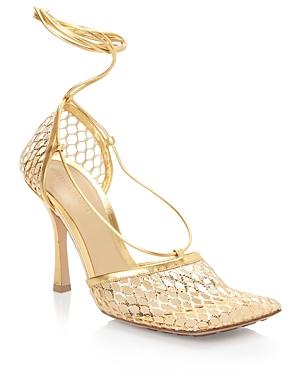 Bottega Veneta Women's Stretch Mesh Ankle Tie High Heel Sandals