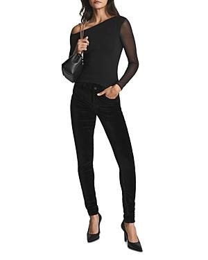 Reiss Lux Velvet Skinny Jeans In Black