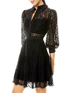 Alice And Olivia Anaya Collared Lace Mini Dress