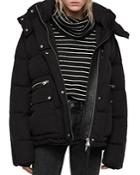 Allsaints Kyle Leather-trim Hooded Puffer Coat