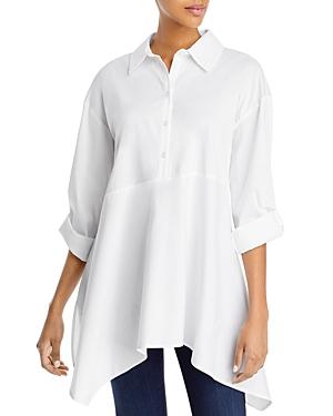 Cupio Roll Sleeve Asymmetrical Hem Tunic