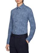 Boss Performance Stretch Denim Print Slim Fit Dress Shirt