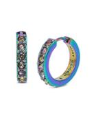 Kurt Geiger London Crystal Huggie Hoop Earrings In Oil Slick Tone