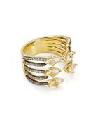 Nadri Adda Ring In 18k Yellow Gold & Ruthenium Plated Sterling Silver