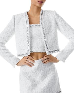 Alice And Olivia Zeta Cropped Chain Trim Jacket